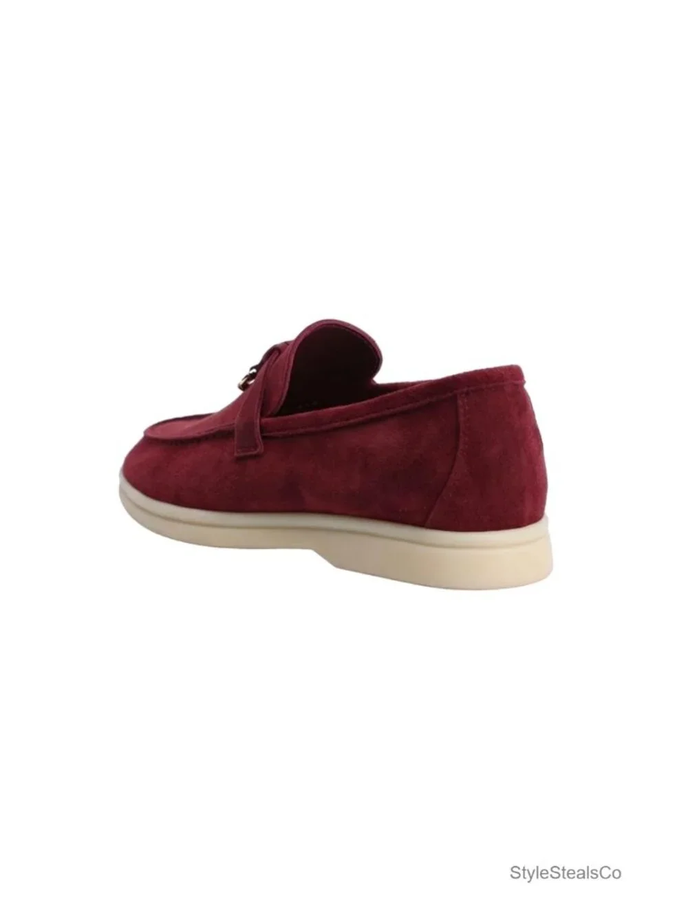 Genuine Suede Loafers with Metal Charm - Sheepskin Lining, Slip-On Comfort